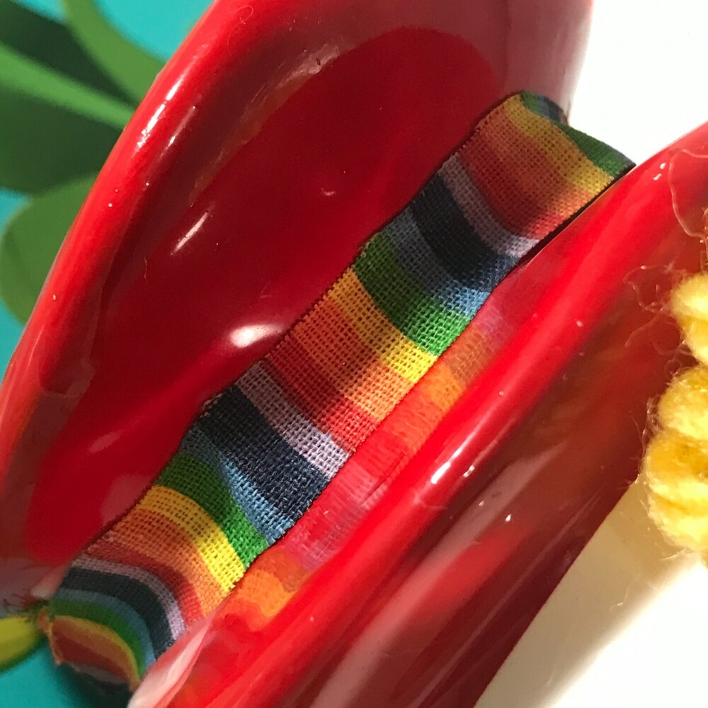 CLOWN BANK Ceramic Taiwan Yarn Hair Fabric Ruffle Rainbow 5 Inch Circus Vtg - Picture 8 of 12